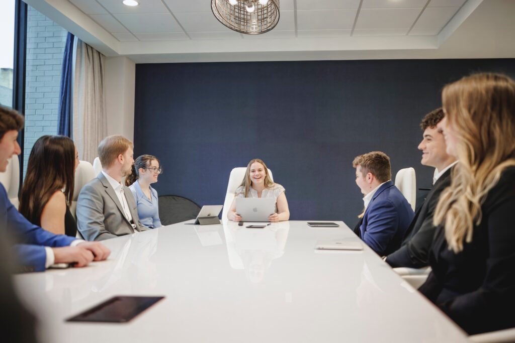 Students in boardroom